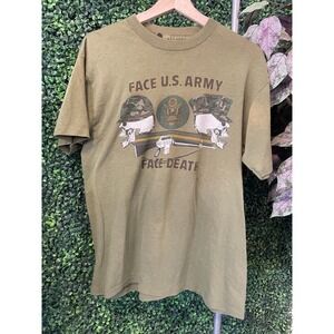 vtg SKULL ARMY MILITARY Shirt medium // vintage tshirt 3d emblem punk grunge